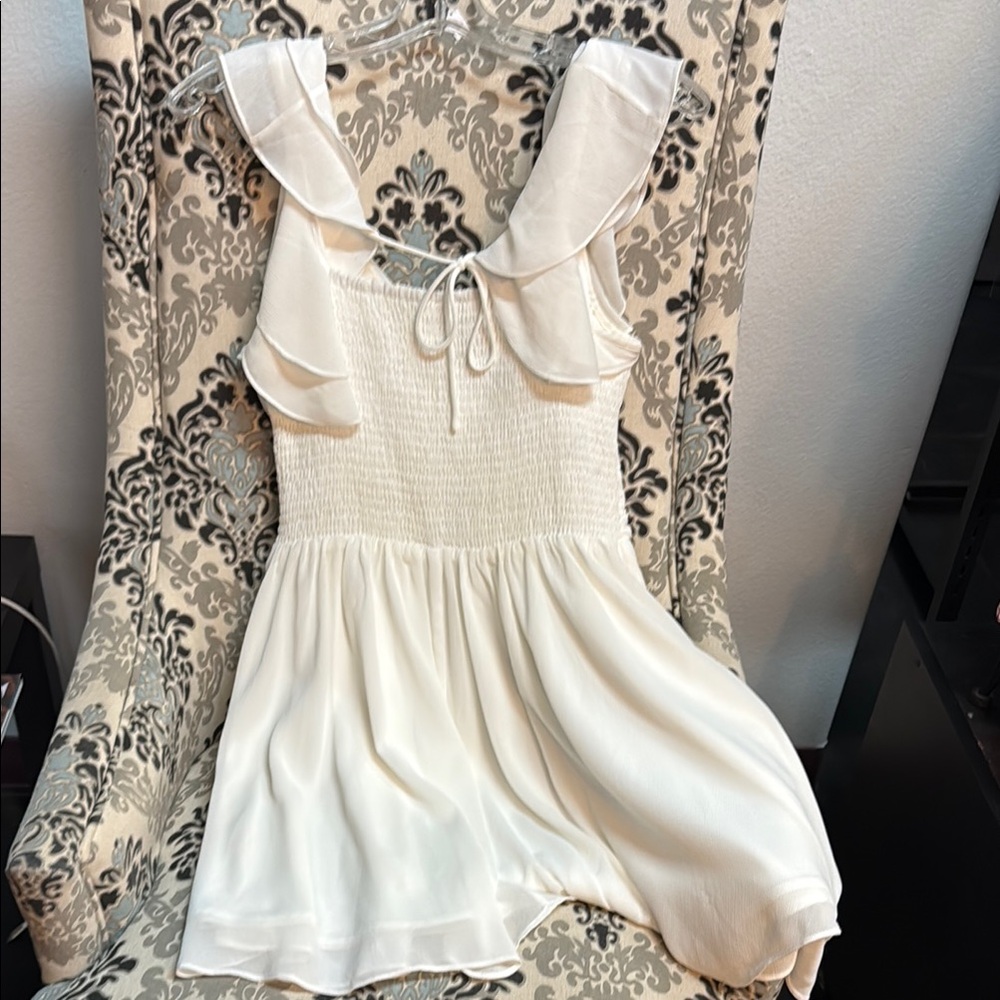 Chic Ivory Ruffle Mini Dress - Picture 2 of 2